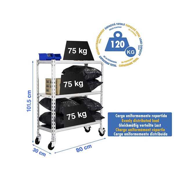 Estanteria 975x800x300 SIMONCLICK MOBILE MINI 3/300 900 GALVA/GALVA marca SIMONRACK