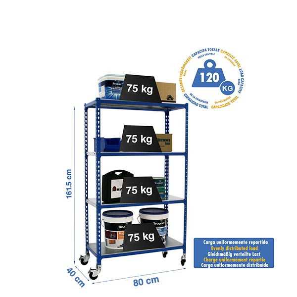 Estanteria 1575x800x400 SIMONCLICK MOBILE MINI 4/400 1500 AZUL/GALVA marca SIMONRACK
