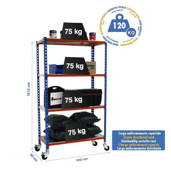 Estanteria 1575x1000x300 SIMONCLICK MOBILE PLUS 4/300 1500 AZUL/NAR/GAL marca SIMONRACK