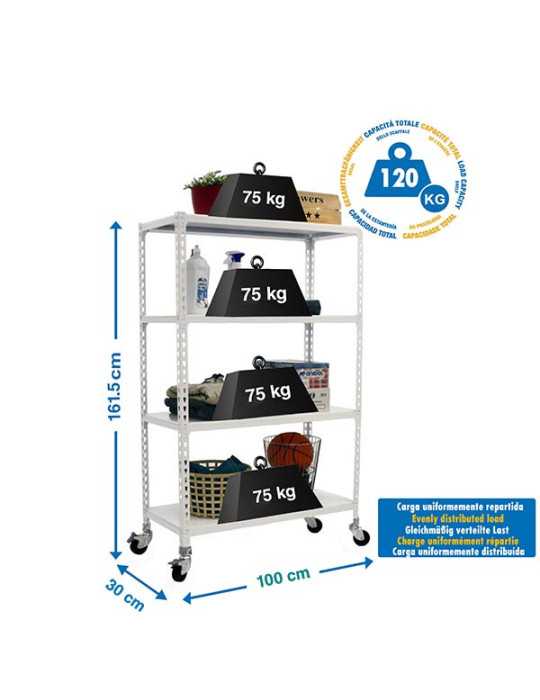 Estanteria 1575x1000x300 SIMONCLICK MOBILE PLUS 4/300 1500 BLANCO/BLANCO marca SIMONRACK