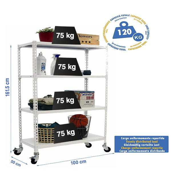 Estanteria 1575x1000x500 SIMONCLICK MOBILE PLUS 4/500 1500 BCO/BCO marca SIMONRACK
