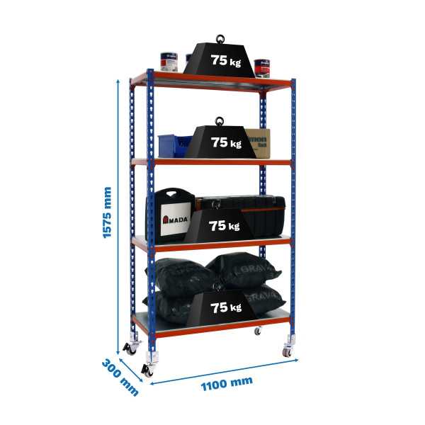 Estanteria 1575x1100x300 SIMONCLICK MOBILE SUPERPLUS 4/300 1500 AZ/NA/G marca SIMONRACK