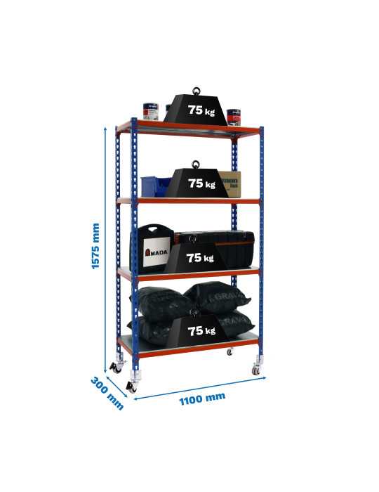 Estanteria 1575x1100x300 SIMONCLICK MOBILE SUPERPLUS 4/300 1500 AZ/NA/G marca SIMONRACK
