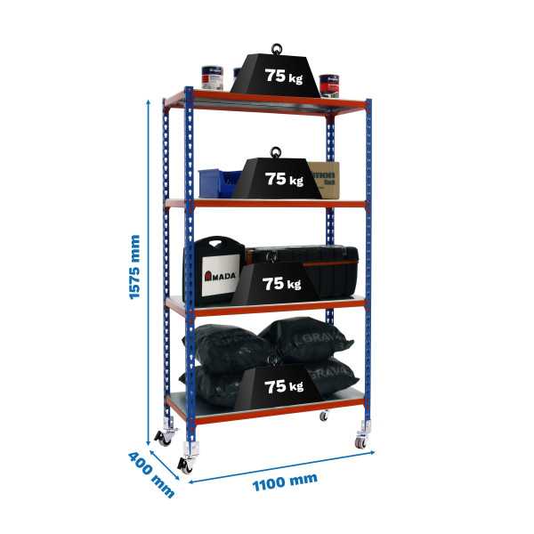 Estanteria 1575x1100x400 SIMONCLICK MOBILE SUPERPLUS 4/400 1500 AZ/NA/G marca SIMONRACK