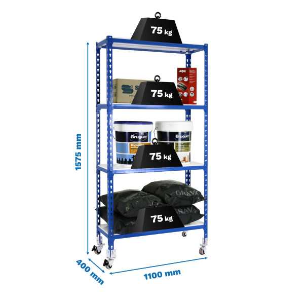 Estanteria 1575x1100x400 SIMONCLICK MOBILE SUPERPLUS 4/400 1500 AZU/BLA marca SIMONRACK