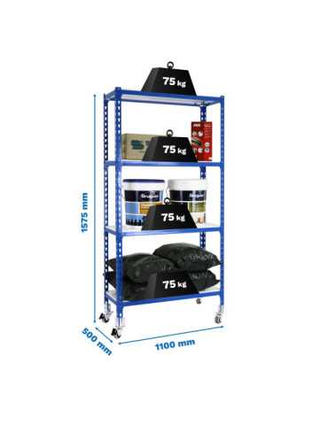 Estanteria 1575x1100x500 SIMONCLICK MOBILE SUPERPLUS 4/500 1500 AZU/BLA marca SIMONRACK