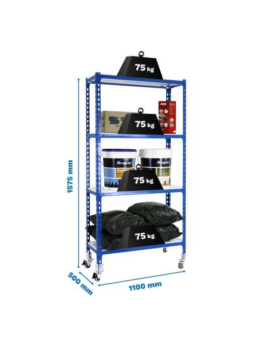 Estanteria 1575x1100x500 SIMONCLICK MOBILE SUPERPLUS 4/500 1500 AZU/BLA marca SIMONRACK