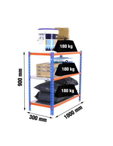 Estanteria 900x1000x300 SIMONCLICK PLUS 3/300 900 AZUL/NARANJA/GALVA marca SIMONRACK