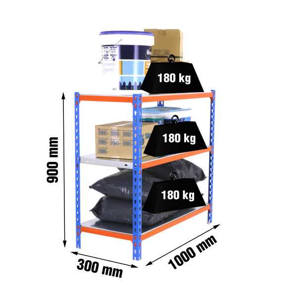 Estanteria 900x1000x300 SIMONCLICK PLUS 3/300 900 AZUL/NARANJA/GALVA marca SIMONRACK