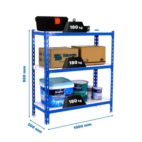 Estanteria 900x1000x500 SIMONCLICK PLUS 3/500 900 AZUL/BLANCO marca SIMONRACK