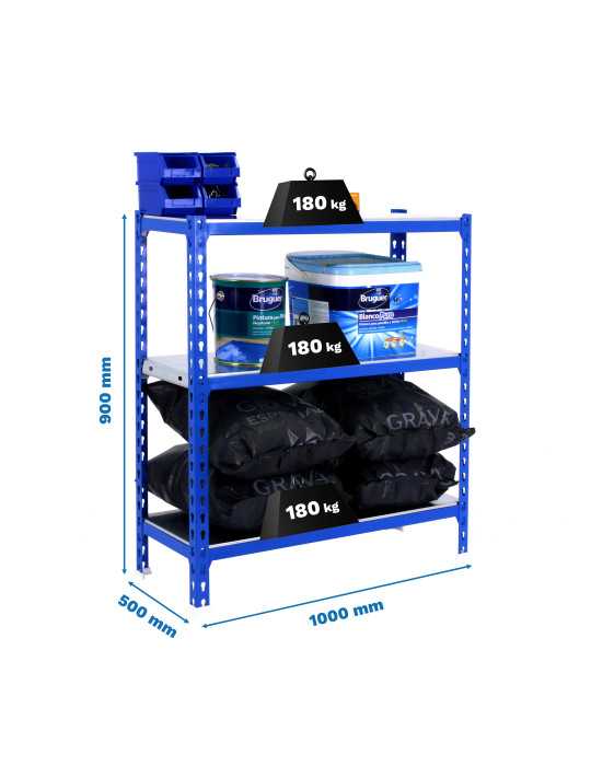 Estanteria 900x1000x500 SIMONCLICK PLUS 3/500 900 AZUL/GALVA marca SIMONRACK