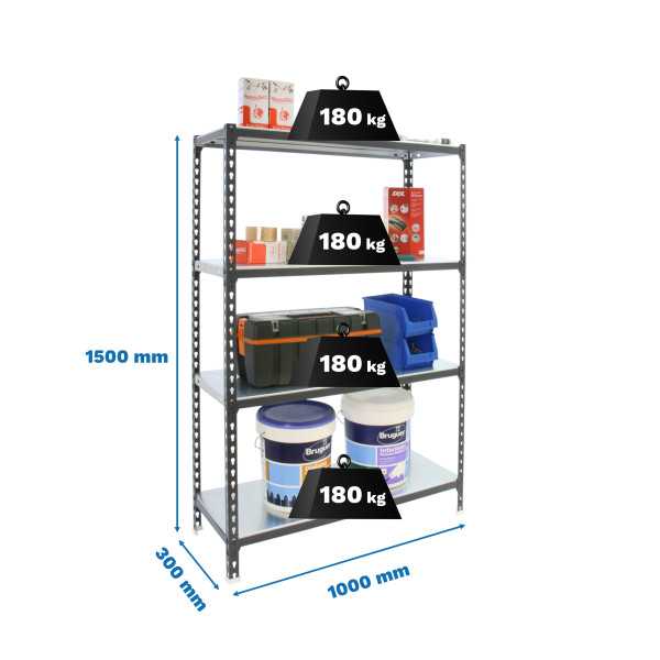 Estanteria 1500x1000x300 SIMONCLICK PLUS 4/300 1500 ANTRACITA/GALVA marca SIMONRACK