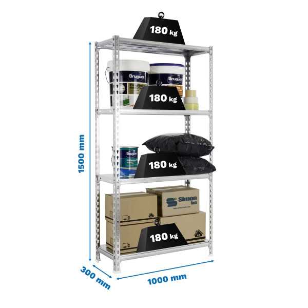 Estanteria 1500x1000x300 SIMONCLICK PLUS 4/300 1500 GALVA marca SIMONRACK