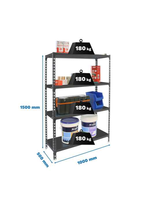 Estanteria 1500x1000x500 SIMONCLICK PLUS 4/500 1500 ANTRACITA/ANTRACITA marca SIMONRACK
