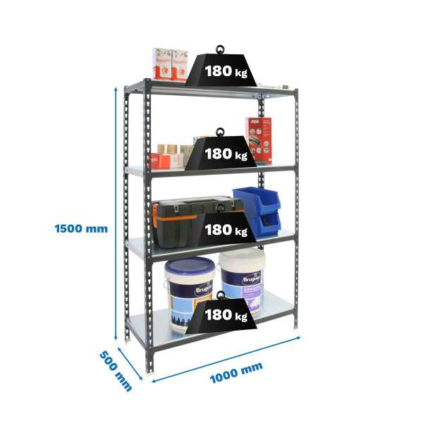 Estanteria 1500x1000x500 SIMONCLICK PLUS 4/500 1500 ANTRACITA/BLANCO marca SIMONRACK