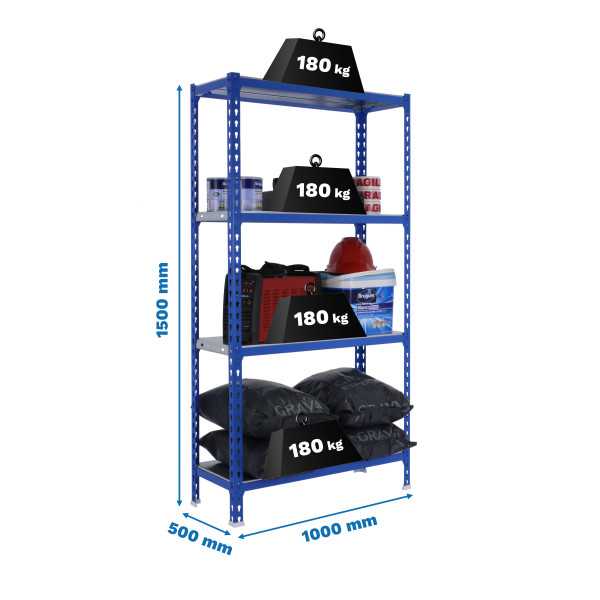 Estanteria 1500x1000x500 SIMONCLICK PLUS 4/500 1500 AZUL/GALVA marca SIMONRACK