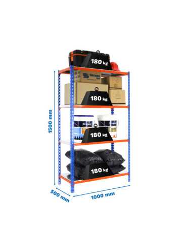 Estanteria 1500x1000x500 SIMONCLICK PLUS 4/500 1500 AZUL/NARANJA/GALVA marca SIMONRACK