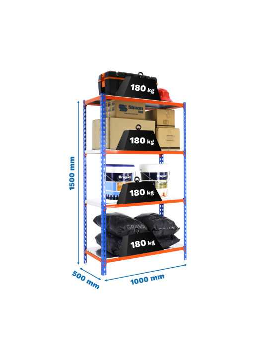 Estanteria 1500x1000x500 SIMONCLICK PLUS 4/500 1500 AZUL/NARANJA/GALVA marca SIMONRACK