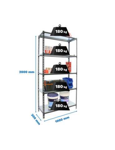 Estanteria 2000x1000x300 SIMONCLICK PLUS 5/300 ANTRACITA/BLANCO marca SIMONRACK