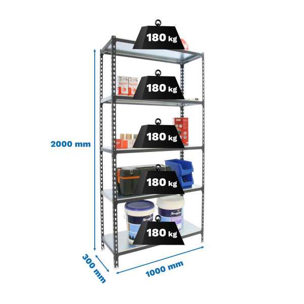 Estanteria 2000x1000x300 SIMONCLICK PLUS 5/300 ANTRACITA/GALVA marca SIMONRACK