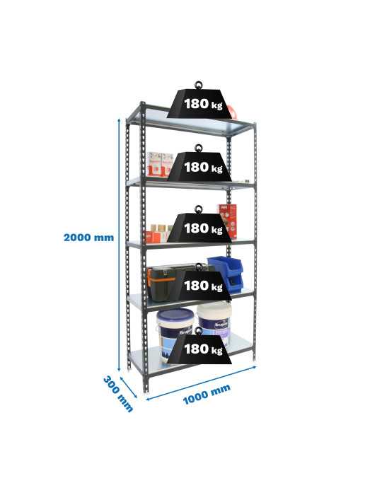 Estanteria 2000x1000x300 SIMONCLICK PLUS 5/300 ANTRACITA/GALVA marca SIMONRACK