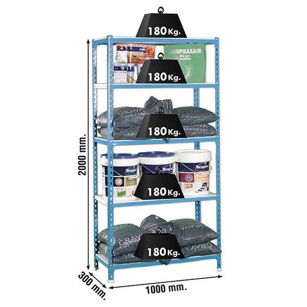 Estanteria 2000x1000x300 SIMONCLICK PLUS 5/300 AZUL/BLANCO marca SIMONRACK