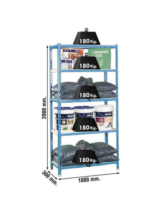 Estanteria 2000x1000x300 SIMONCLICK PLUS 5/300 AZUL/BLANCO marca SIMONRACK