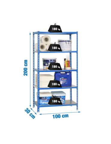 Estanteria 2000x1000x300 SIMONCLICK PLUS 5/300 AZUL/GALVA marca SIMONRACK