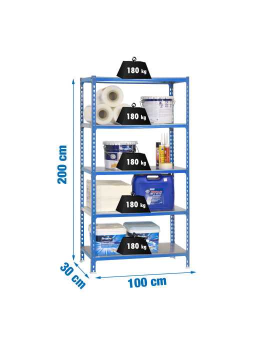 Estanteria 2000x1000x300 SIMONCLICK PLUS 5/300 AZUL/GALVA marca SIMONRACK