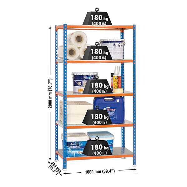 Estanteria 2000x1000x300 SIMONCLICK PLUS 5/300 AZUL/NARANJA/GALVA marca SIMONRACK