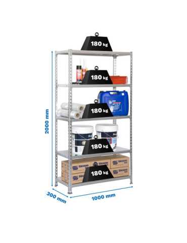Estanteria 2000x1000x300 SIMONCLICK PLUS 5/300 GRIS/GALVA marca SIMONRACK