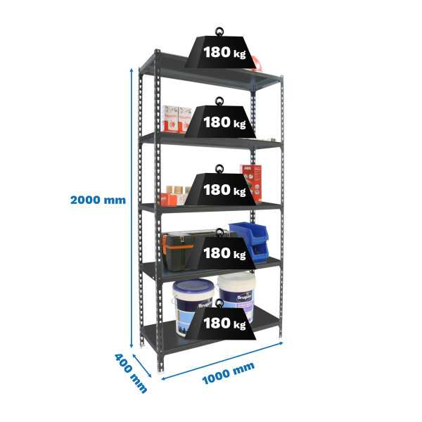 Estanteria 2000x1000x400 SIMONCLICK PLUS 5/400 ANTRACITA/ANTRACITA marca SIMONRACK