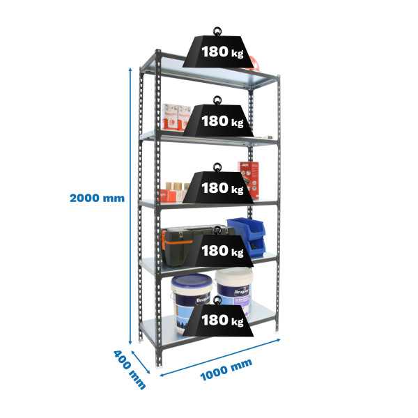 Estanteria 2000x1000x400 SIMONCLICK PLUS 5/400 ANTRACITA/BLANCO marca SIMONRACK