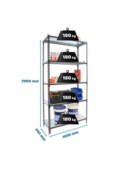 Estanteria 2000x1000x400 SIMONCLICK PLUS 5/400 ANTRACITA/GALVA marca SIMONRACK