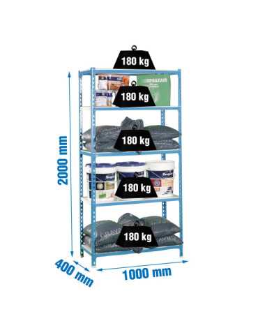 Estanteria 2000x1000x400 SIMONCLICK PLUS 5/400 AZUL/BLANCO marca SIMONRACK