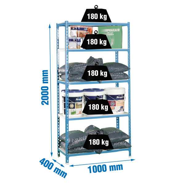 Estanteria 2000x1000x400 SIMONCLICK PLUS 5/400 AZUL/BLANCO marca SIMONRACK