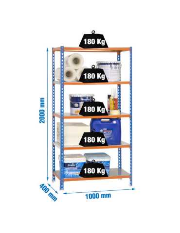 Estanteria 2000x1000x400 SIMONCLICK PLUS 5/400 AZUL/NARANJA/GALVA marca SIMONRACK