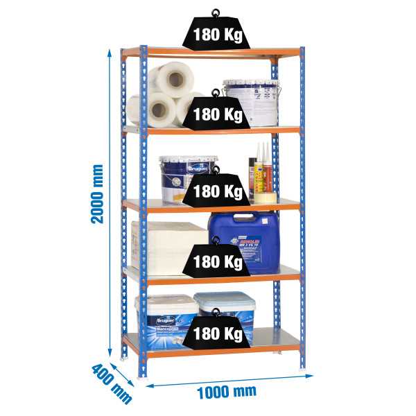 Estanteria 2000x1000x400 SIMONCLICK PLUS 5/400 AZUL/NARANJA/GALVA marca SIMONRACK