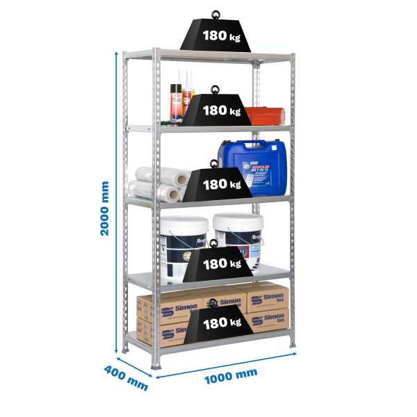 Estanteria 2000x1000x400 SIMONCLICK PLUS 5/400 GRIS/GALVA marca SIMONRACK