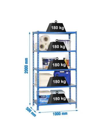 Estanteria 2000x1000x500 SIMONCLICK PLUS 5/500 AZUL/GALVA marca SIMONRACK