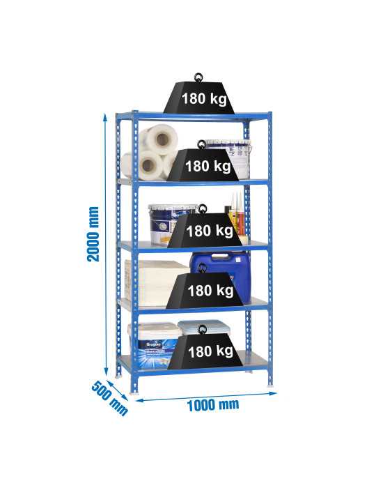 Estanteria 2000x1000x500 SIMONCLICK PLUS 5/500 AZUL/GALVA marca SIMONRACK