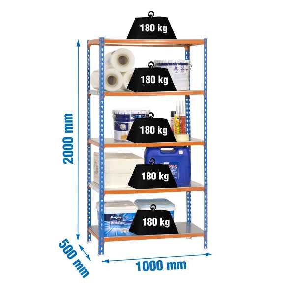 Estanteria 2000x1000x500 SIMONCLICK PLUS 5/500 AZUL/NARANJA/GALVA marca SIMONRACK