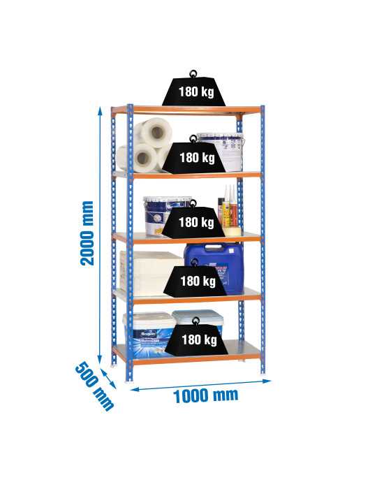 Estanteria 2000x1000x500 SIMONCLICK PLUS 5/500 AZUL/NARANJA/GALVA marca SIMONRACK