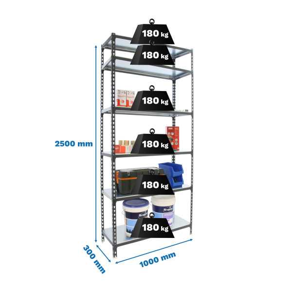 Estanteria 2500x1000x300 SIMONCLICK PLUS 6/300 ANTRACITA/GALVA marca SIMONRACK