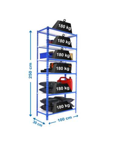 Estanteria 2500x1000x300 SIMONCLICK PLUS 6/300 AZUL/BLANCO marca SIMONRACK