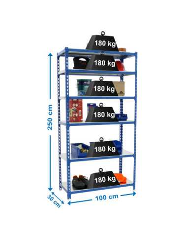 Estanteria 2500x1000x300 SIMONCLICK PLUS 6/300 AZUL/GALVA marca SIMONRACK