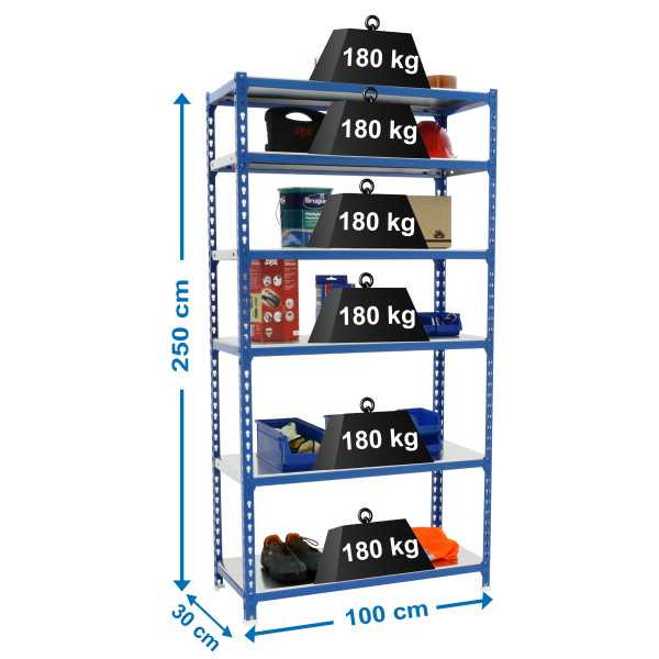 Estanteria 2500x1000x300 SIMONCLICK PLUS 6/300 AZUL/GALVA marca SIMONRACK
