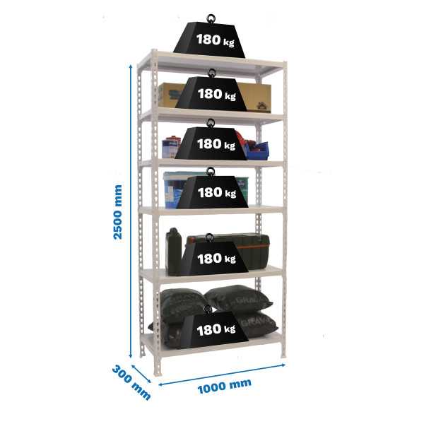 Estanteria 2500x1000x300 SIMONCLICK PLUS 6/300 BLANCO/BLANCO marca SIMONRACK