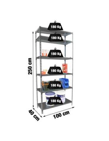 Estanteria 2500x1000x400 SIMONCLICK PLUS 6/400 ANTRACITA/ANTRACITA marca SIMONRACK