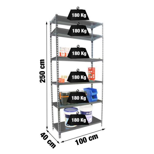 Estanteria 2500x1000x400 SIMONCLICK PLUS 6/400 ANTRACITA/ANTRACITA marca SIMONRACK